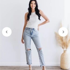 PISTOLA High Rise Relaxed Women's 28 Distressed Jeans Button Fly Hemp Cotton